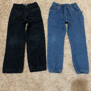2pc Bundle Boys 5 5T Denim Jeans & Chaps Black Corduroy Pants